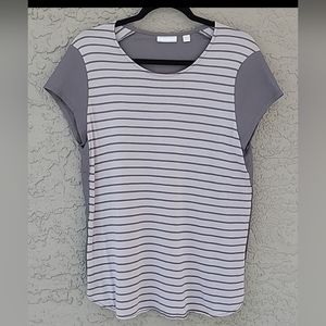 New York & Company gray striped top size Large